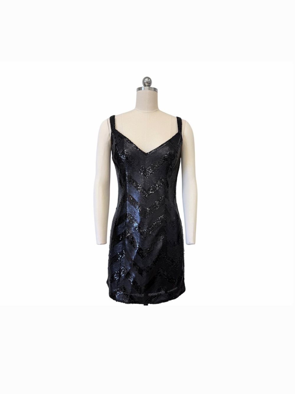 L'AGENCE Black Chevron Sequin Dress